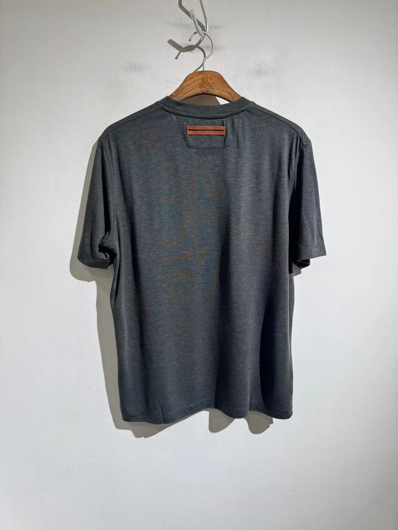 Wool blended 2025 spring and summer new, toothbrush embroidered contrasting color round neck casual short-sleeved T-shirt