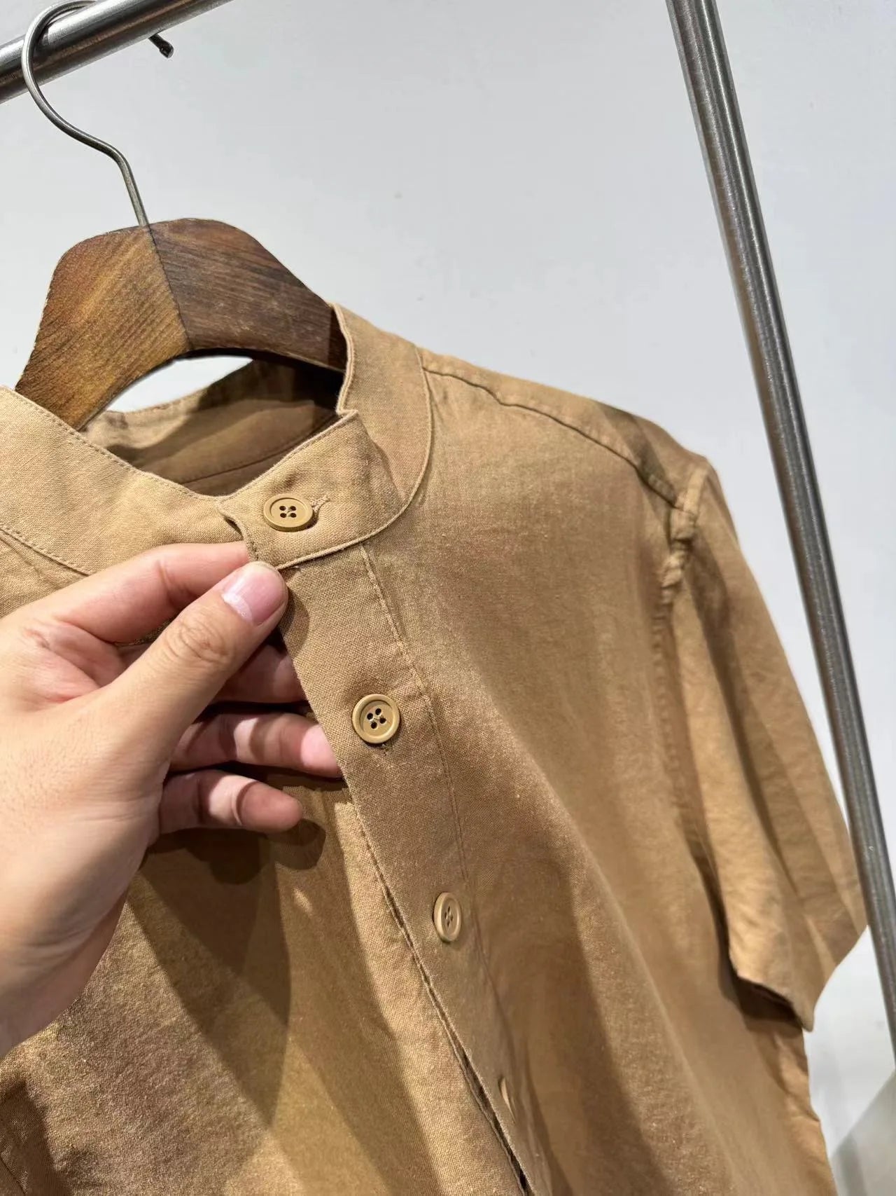 100% linen summer relaxation, loose and versatile breathable casual short-sleeved shirt