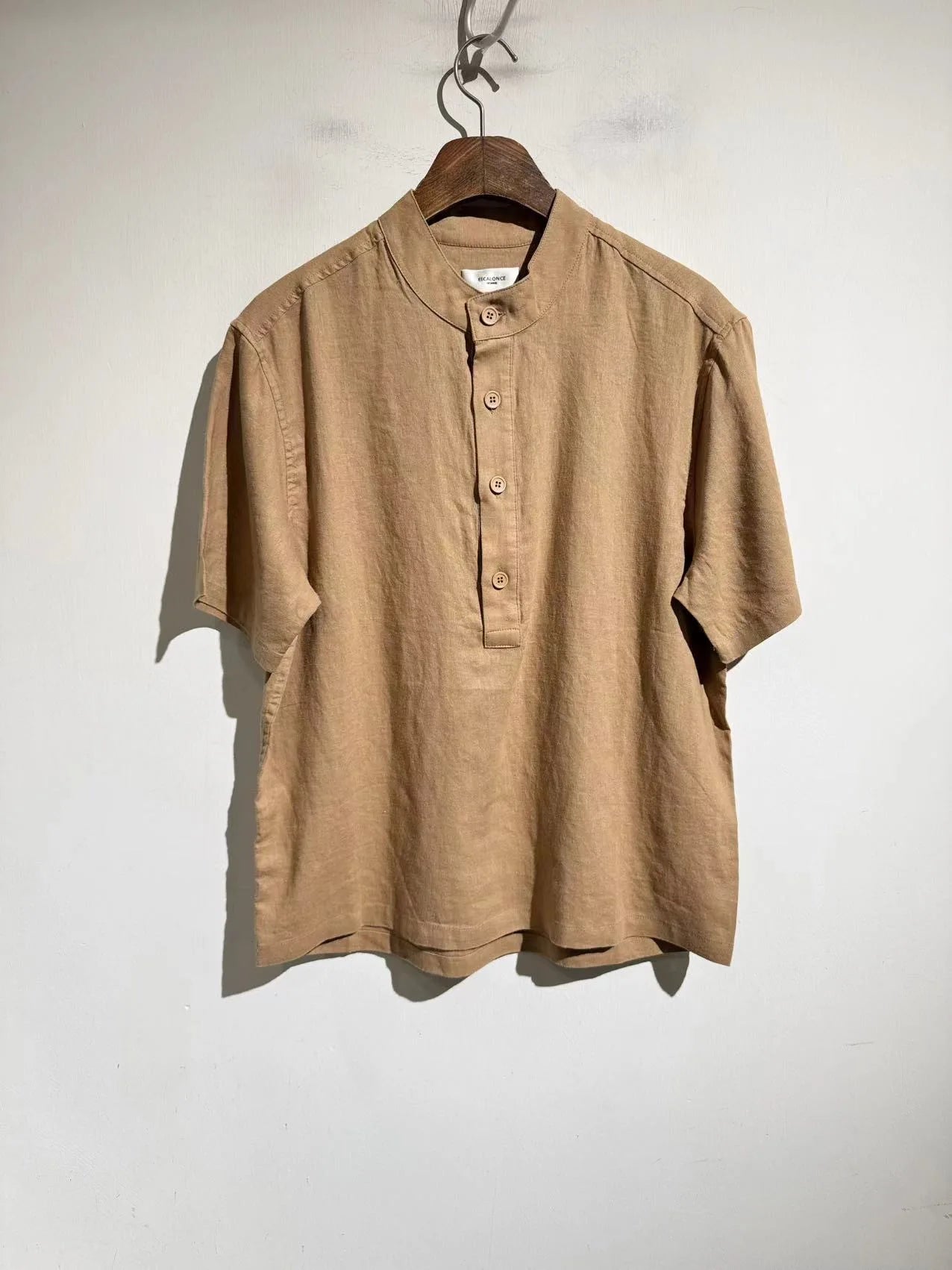 100% linen summer relaxation, loose and versatile breathable casual short-sleeved shirt