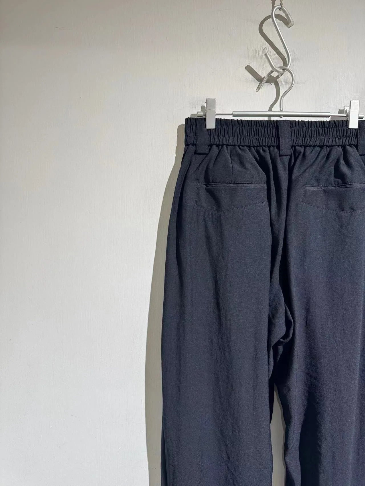 Elastic elastic waist summer tencel linen loose straight scimitar casual trousers