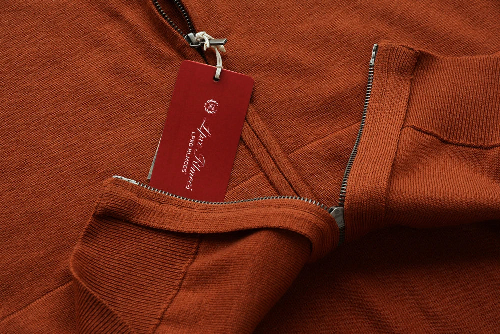 Autumn and winter new LP men's premium stand-up neck zipper knitted cardigan jacket wool Tencel blended sweater