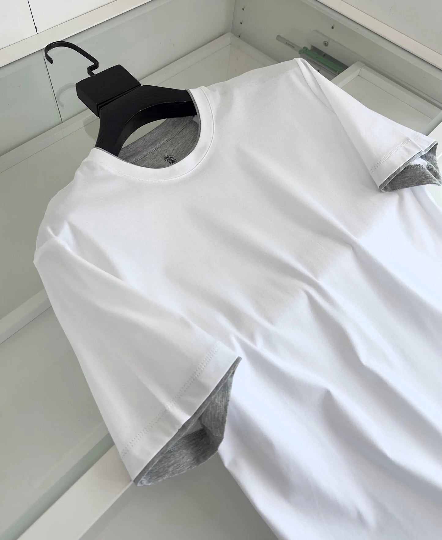 Italy BC men's clothing summer new crew neck bottoming shirt, fake two solid color old money style men's short-sleeved T-shirt