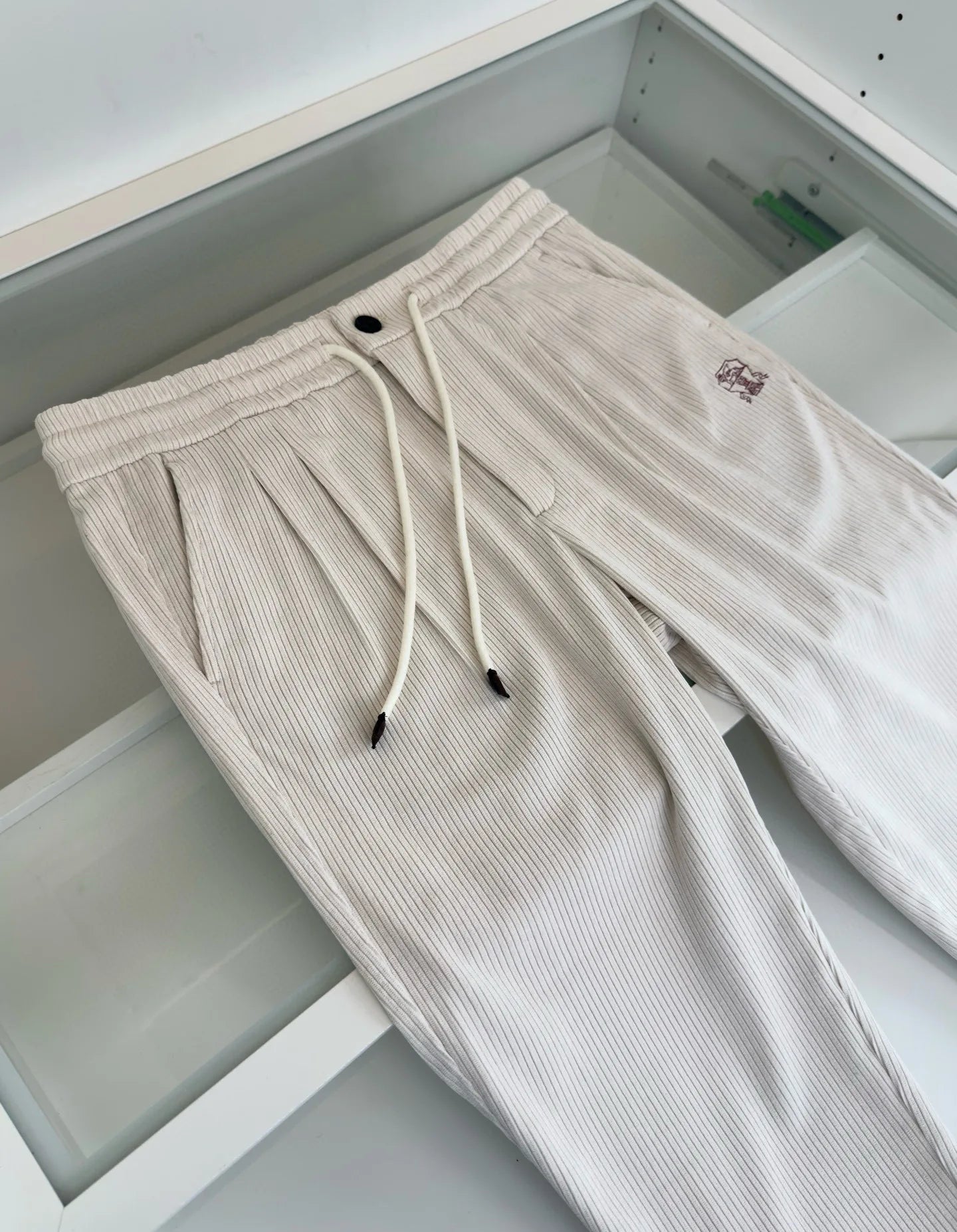 Italy BC spring new corduroy striped solid color versatile fashion old money wind straight casual pants