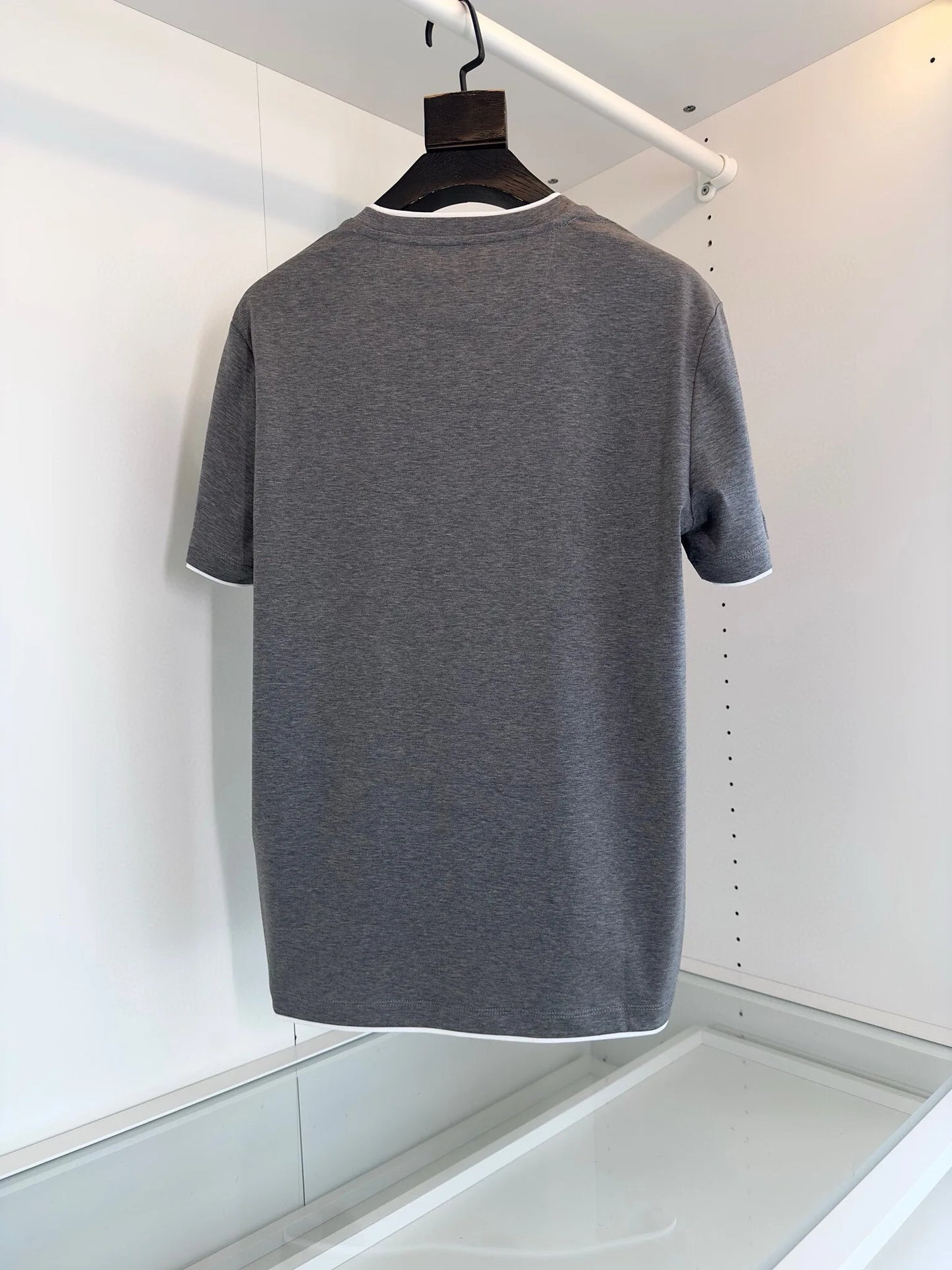 Italy BC men's clothing summer new crew neck bottoming shirt, fake two solid color old money style men's short-sleeved T-shirt
