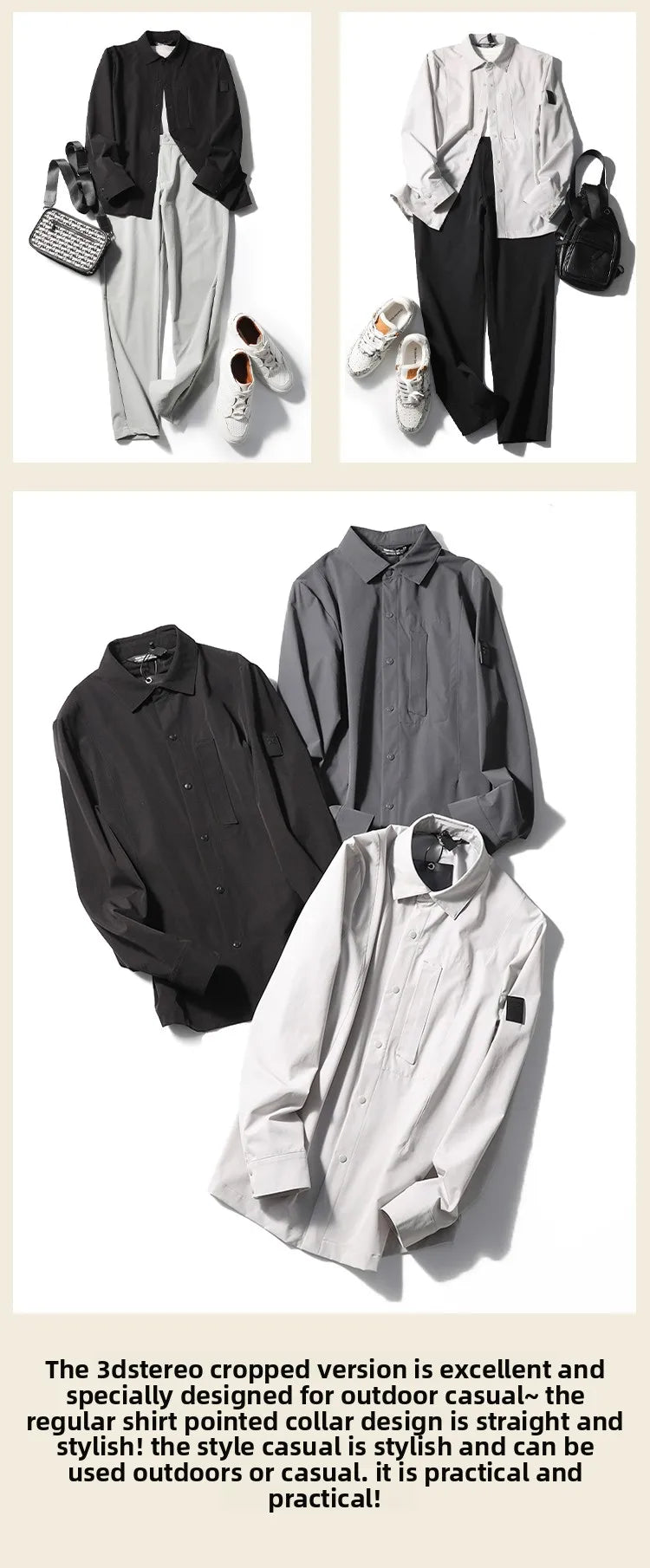 Spring and summer new men's leisure urban functional wind outdoor long-sleeved shirt breathable four-sided elastic shirt