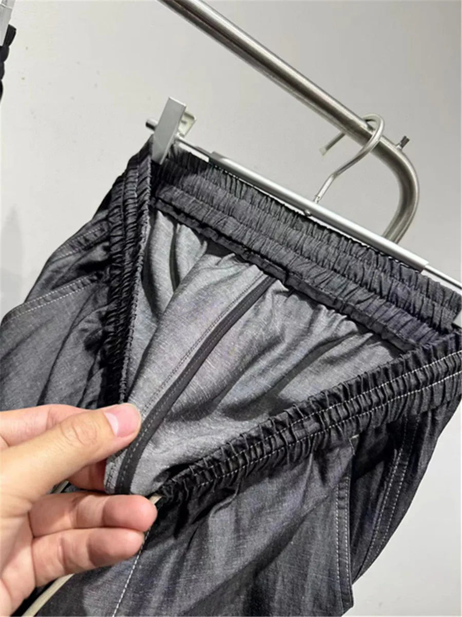 Drape and breathable 25 spring new elastic elastic waist loose Tencel linen straight casual pants