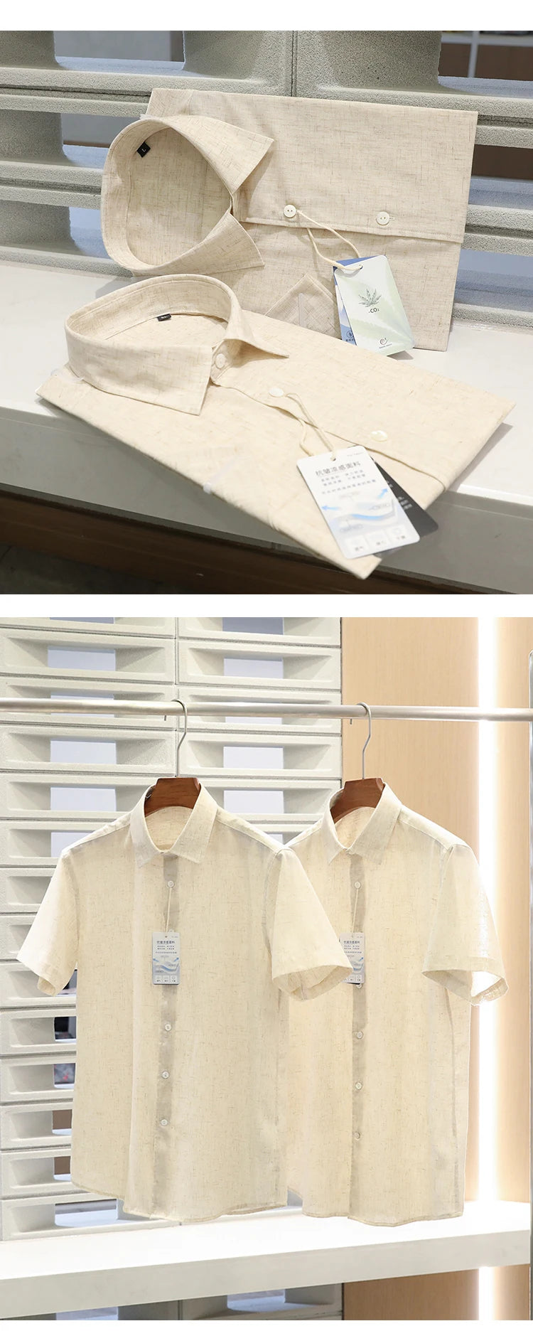 Z Italian luxury summer new light and thin liquid ammonia ice silk linen breathable and easy to take care of short-sleeved shirt