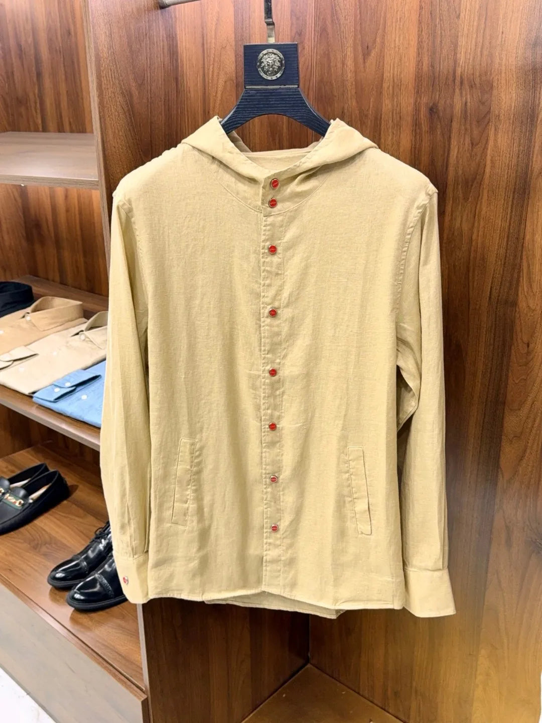 Italian Kiton Old Money Wind Summer High Version Pure Linen Windproof Sunscreen Casual Hooded Shirt Thin Jacket Men and Women