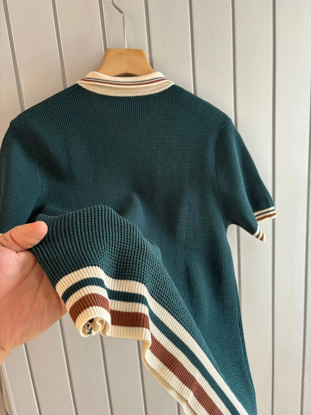 Italian style old money style light luxury 25 summer goat velvet mulberry silk sea collar short sleeved casual polo shirt