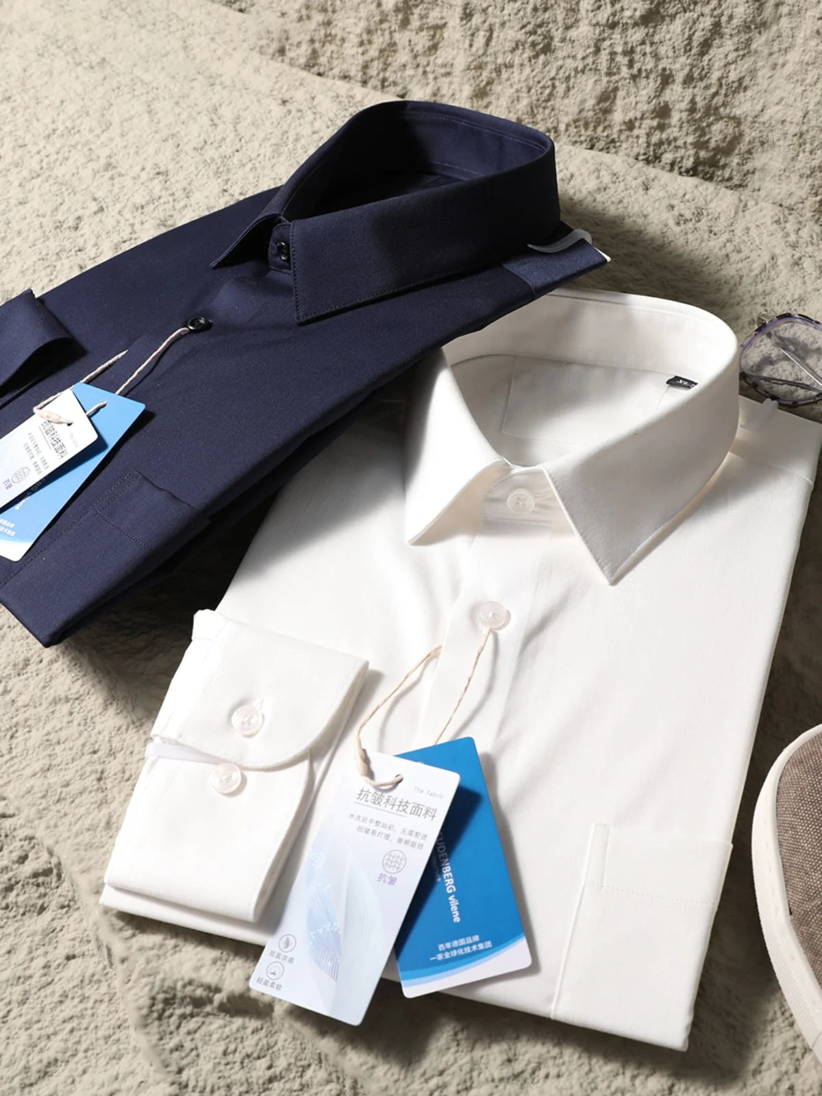Italian luxury, spring new men's light business drape anti-wrinkle elastic long-sleeved shirt bottoming top