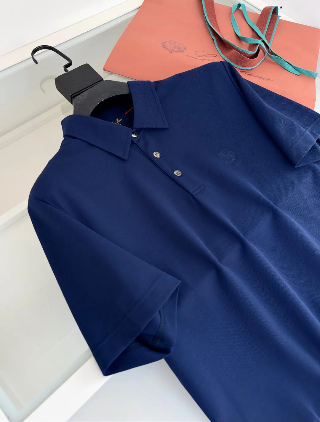Italian LP men's summer new spandex breathable fabric simple business casual short-sleeved polo shirt