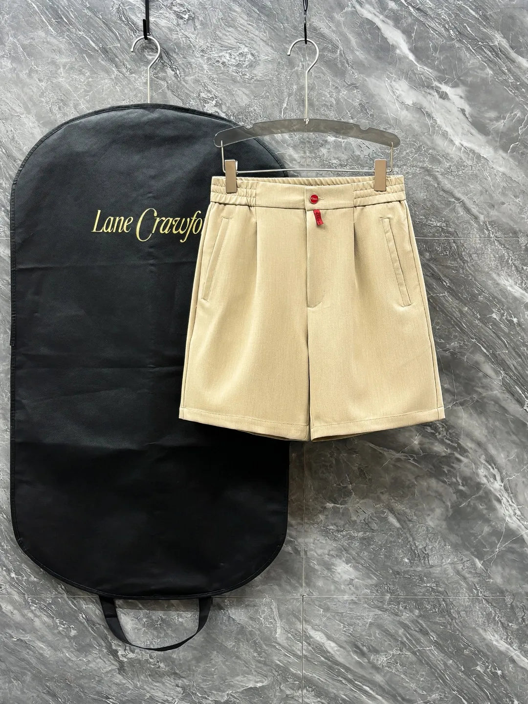 Italian Kiton Simple and Versatile Elastic Waist Straight Leg Linen Casual Shorts