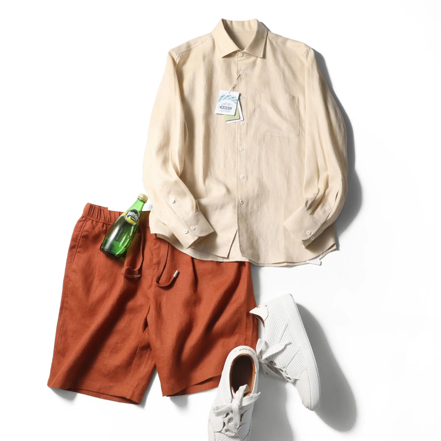 LP Italian luxury 2025 spring and summer new men's high-end old money style 100% linen cool long-sleeved shirt