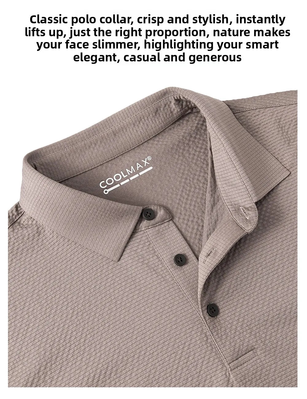 Coolmax Cool Sense Technology Summer New Business and Leisure Breathable Quick Drying Short Sleeve Anti Wrinkle Polo Shirt