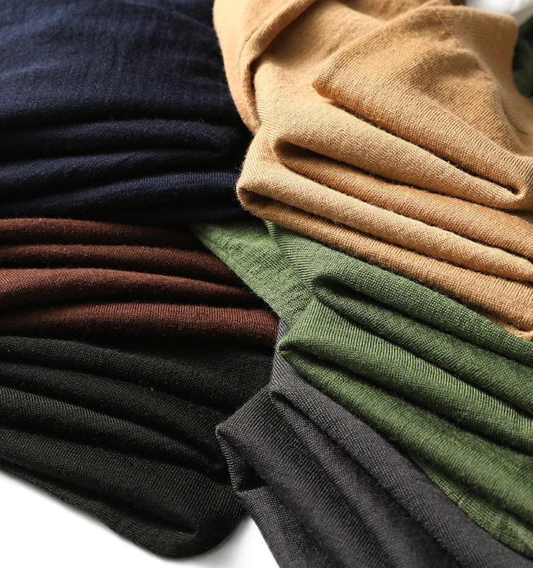 Spring Fashion Business Casual Wool Knitted Sweater Solid Color Long Sleeve POLO Shirt