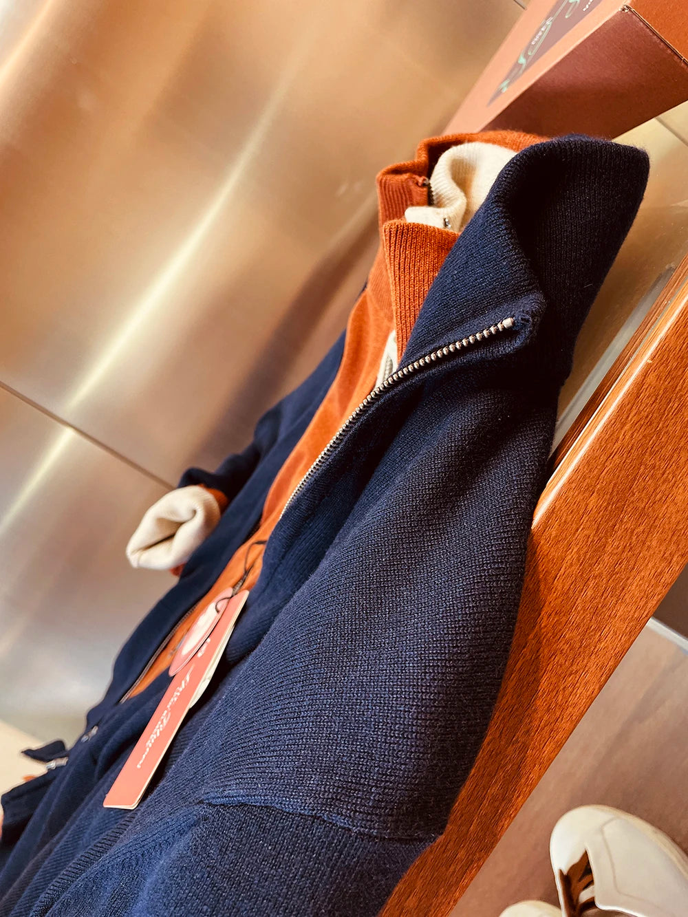 Autumn and winter new LP men's premium stand-up neck zipper knitted cardigan jacket wool Tencel blended sweater