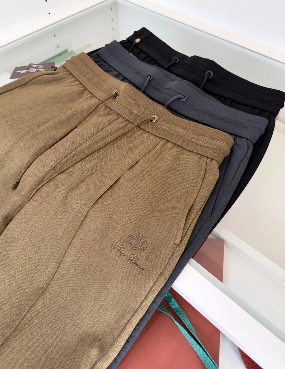 Italian LP European and American light luxury men's clothing summer linen Tencel elastic waist tether straight casual pants