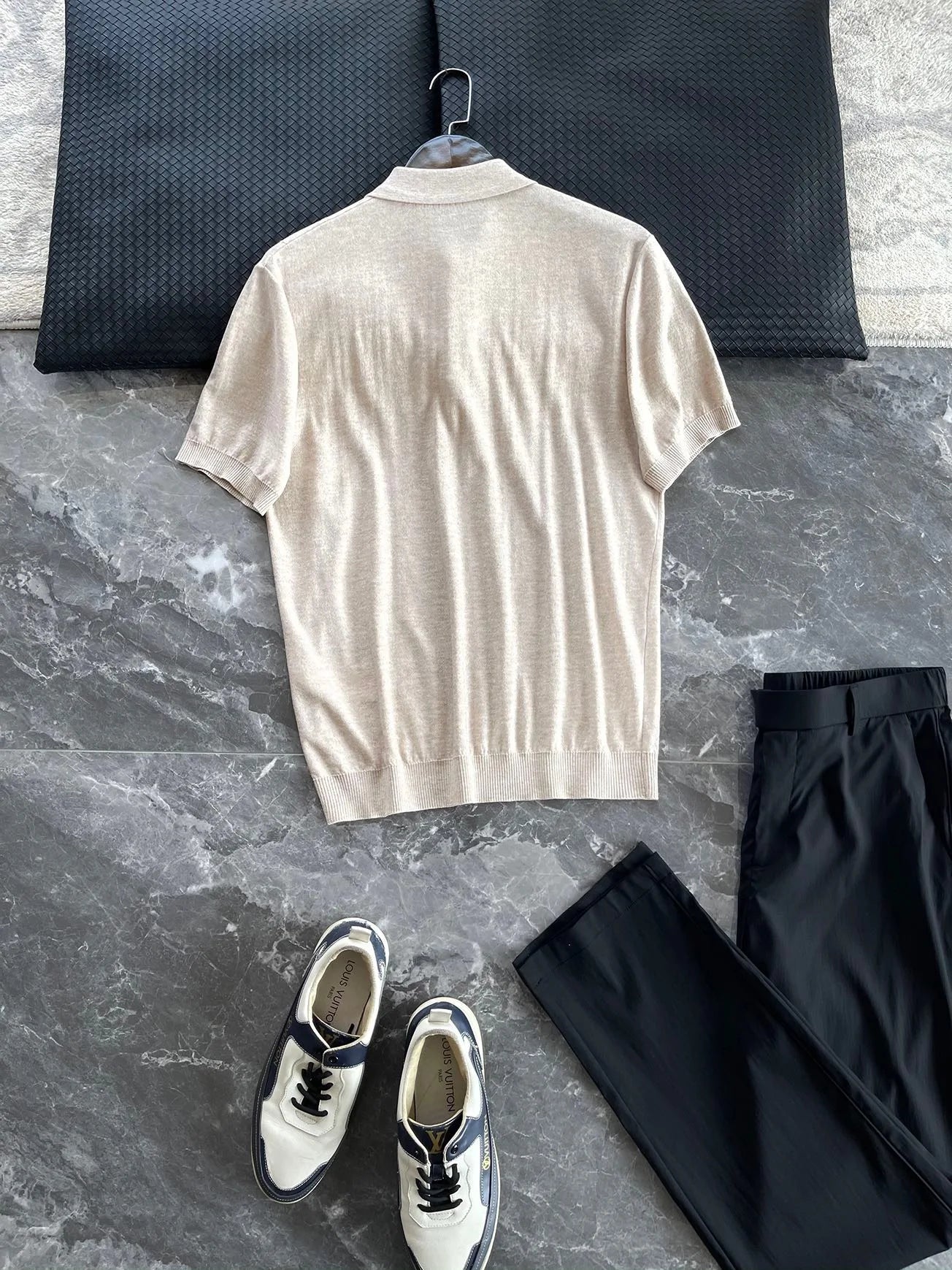 Low key and high texture, Lyocell wool blended LP knitted sweater casual lapel short-sleeved T-shirt polo shirt