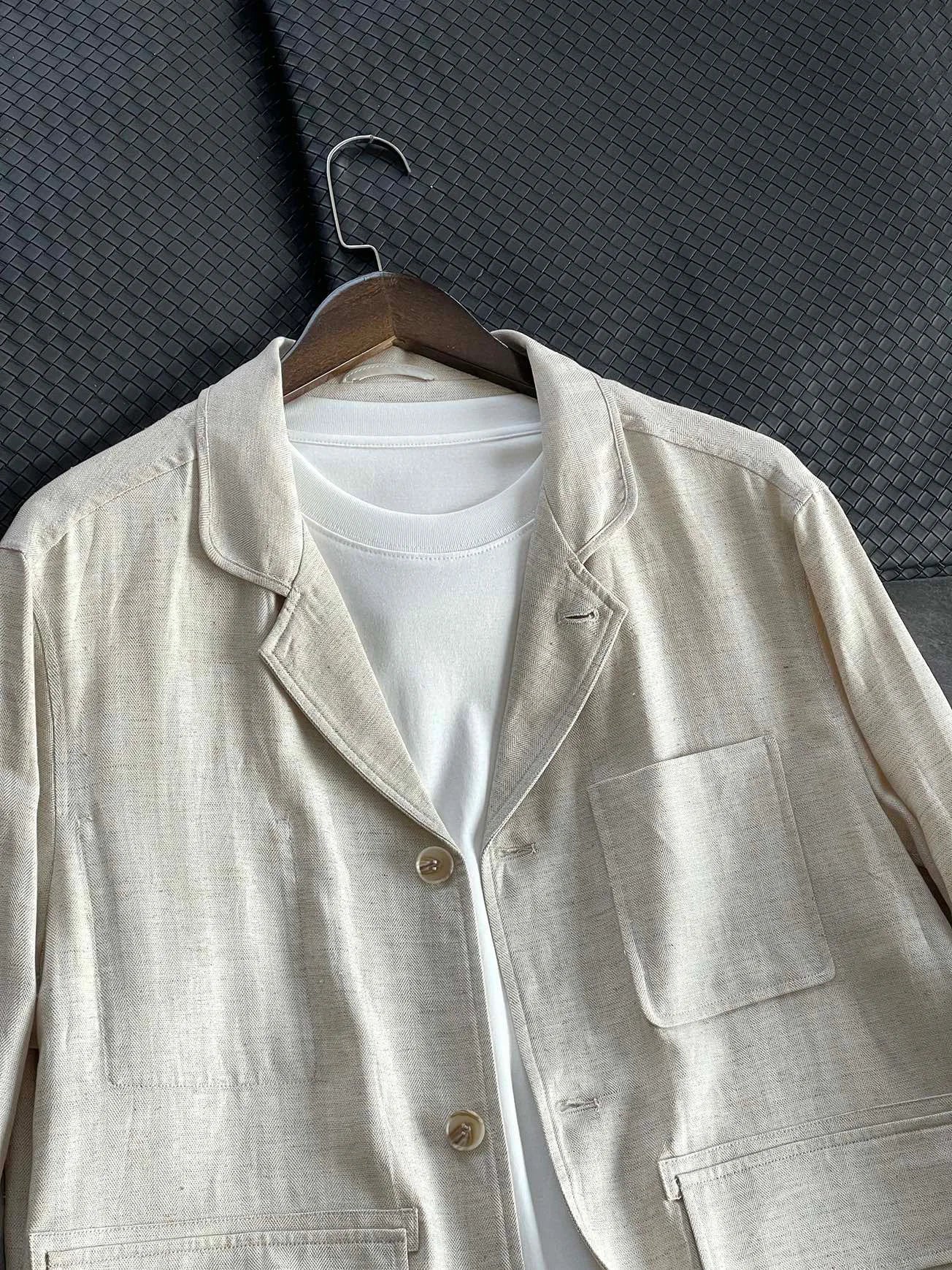 Low key old money style BC spring lyocell linen blend lapel jacket jacket