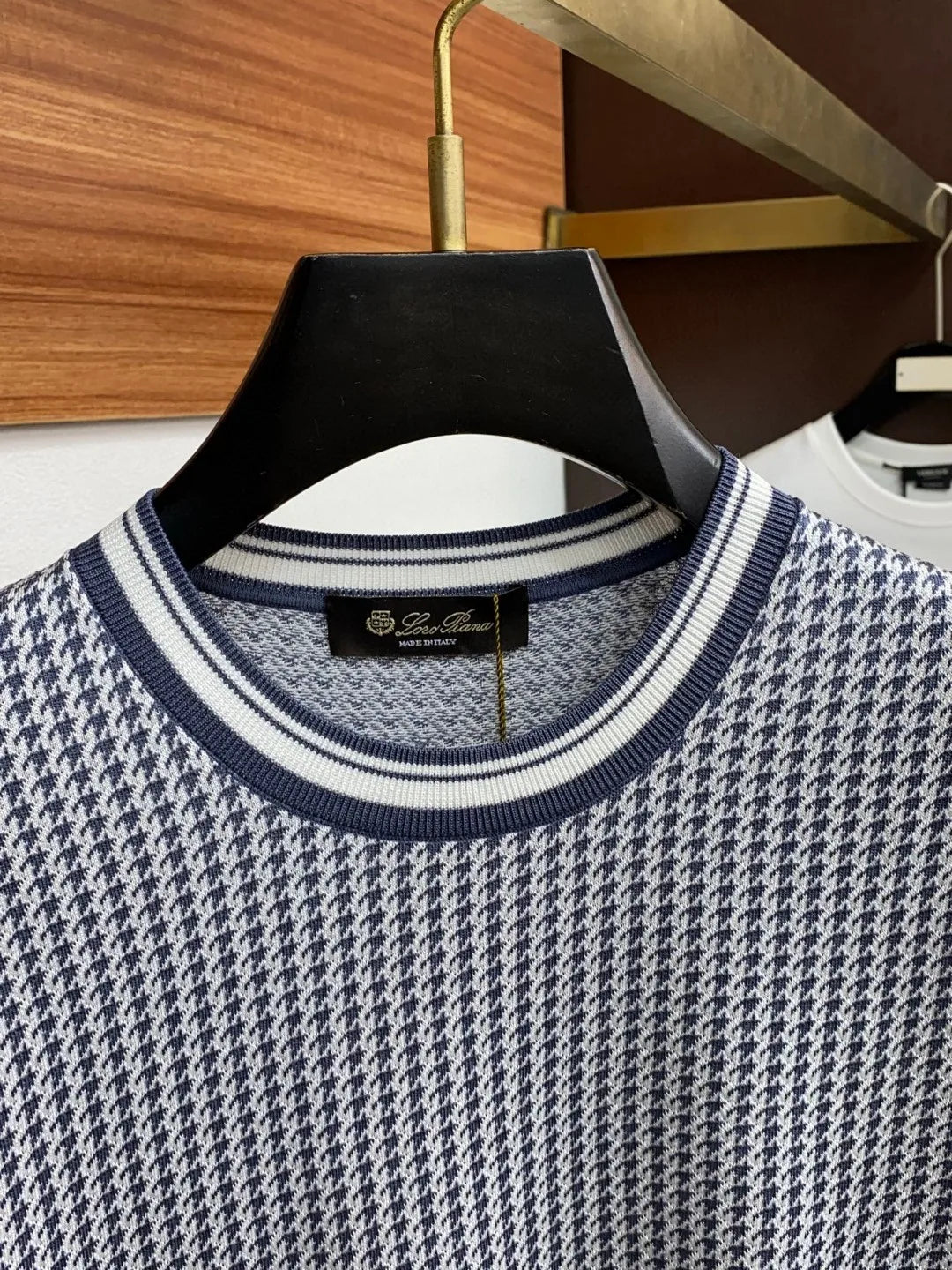 Italian LP Old Money Style 25 Spring/Summer Thousand Bird Pattern Knitted Cotton Blended Round Neck Casual Short Sleeve T-shirt