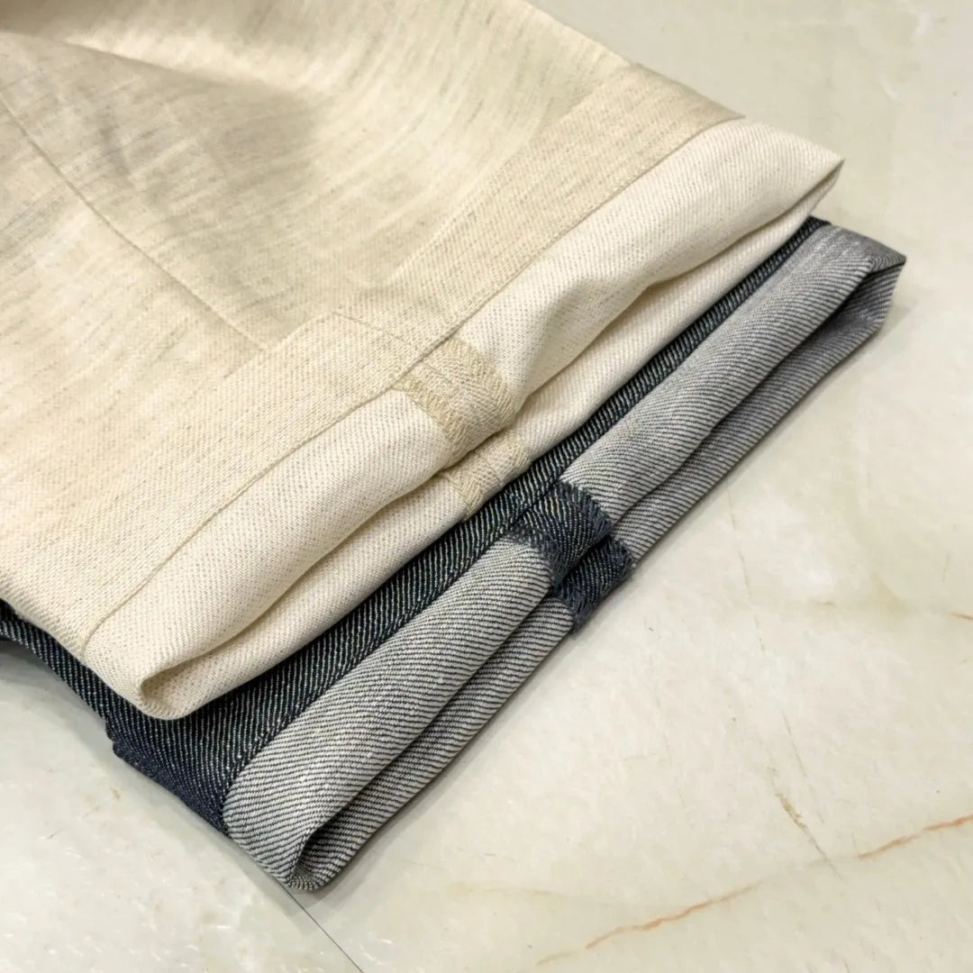 Italian LP light luxury men's clothing 25 summer linen mixed Tencel semi-elastic waist business casual pants
