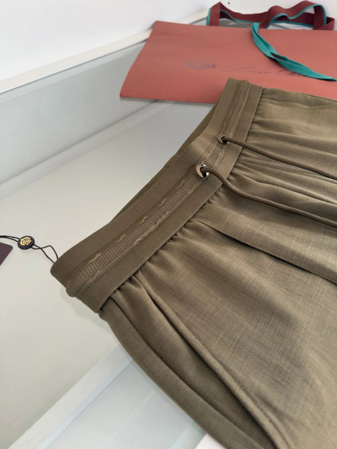 Italian LP European and American light luxury men's clothing summer linen Tencel elastic waist tether straight casual pants