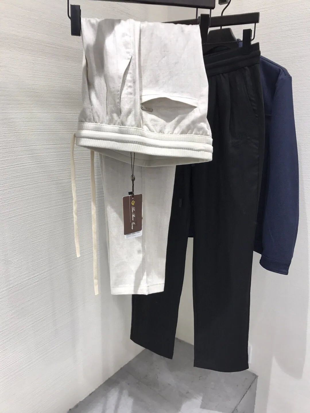 Italian LP European and American light luxury men's clothing linen Tencel elastic waist tether straight casual pants