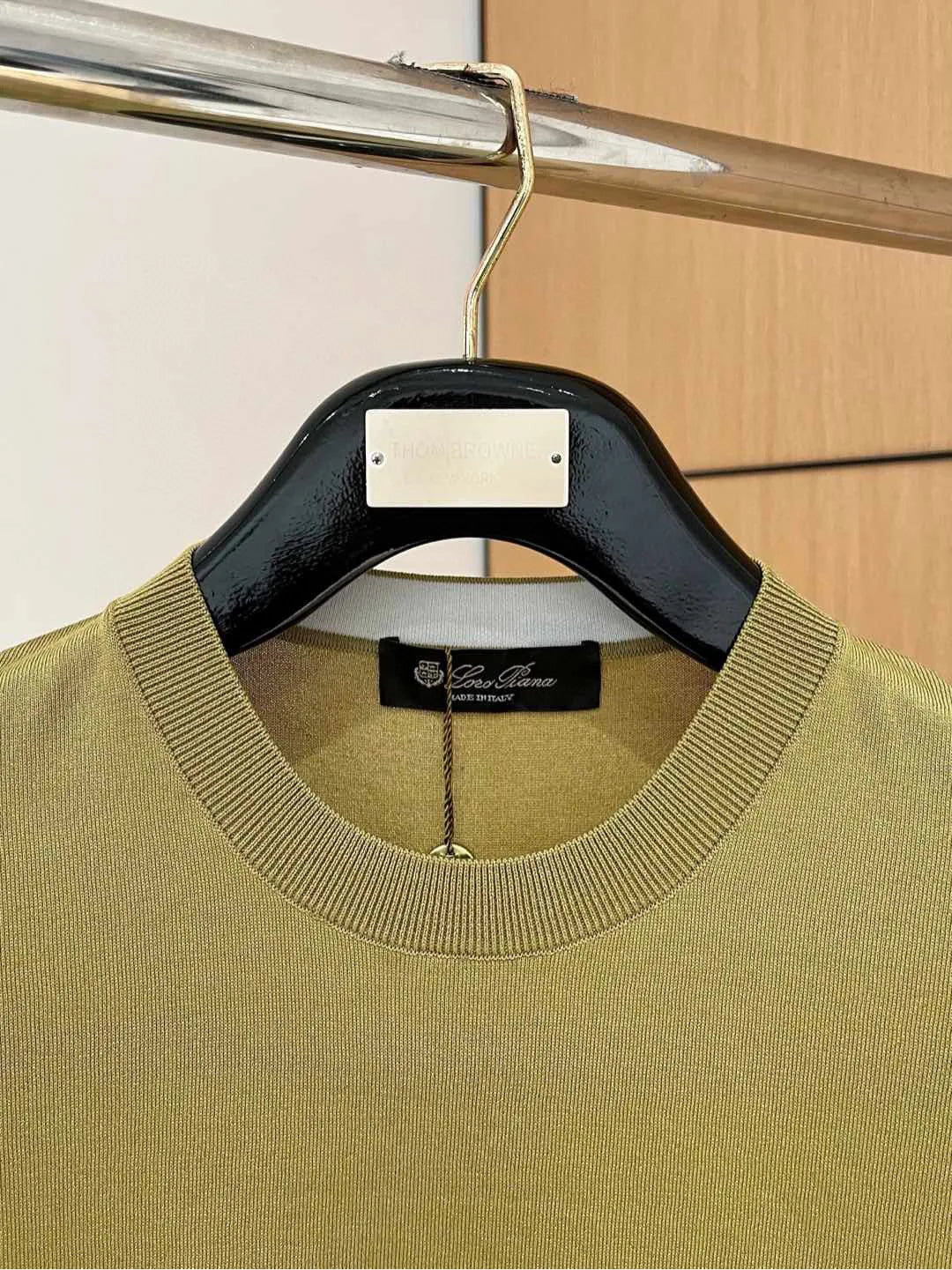Italian LP Men's Spring/Summer New Collection Wool Sand Thread Cotton Simple Fashion Round Neck Knitted Short Sleeve T-shirt