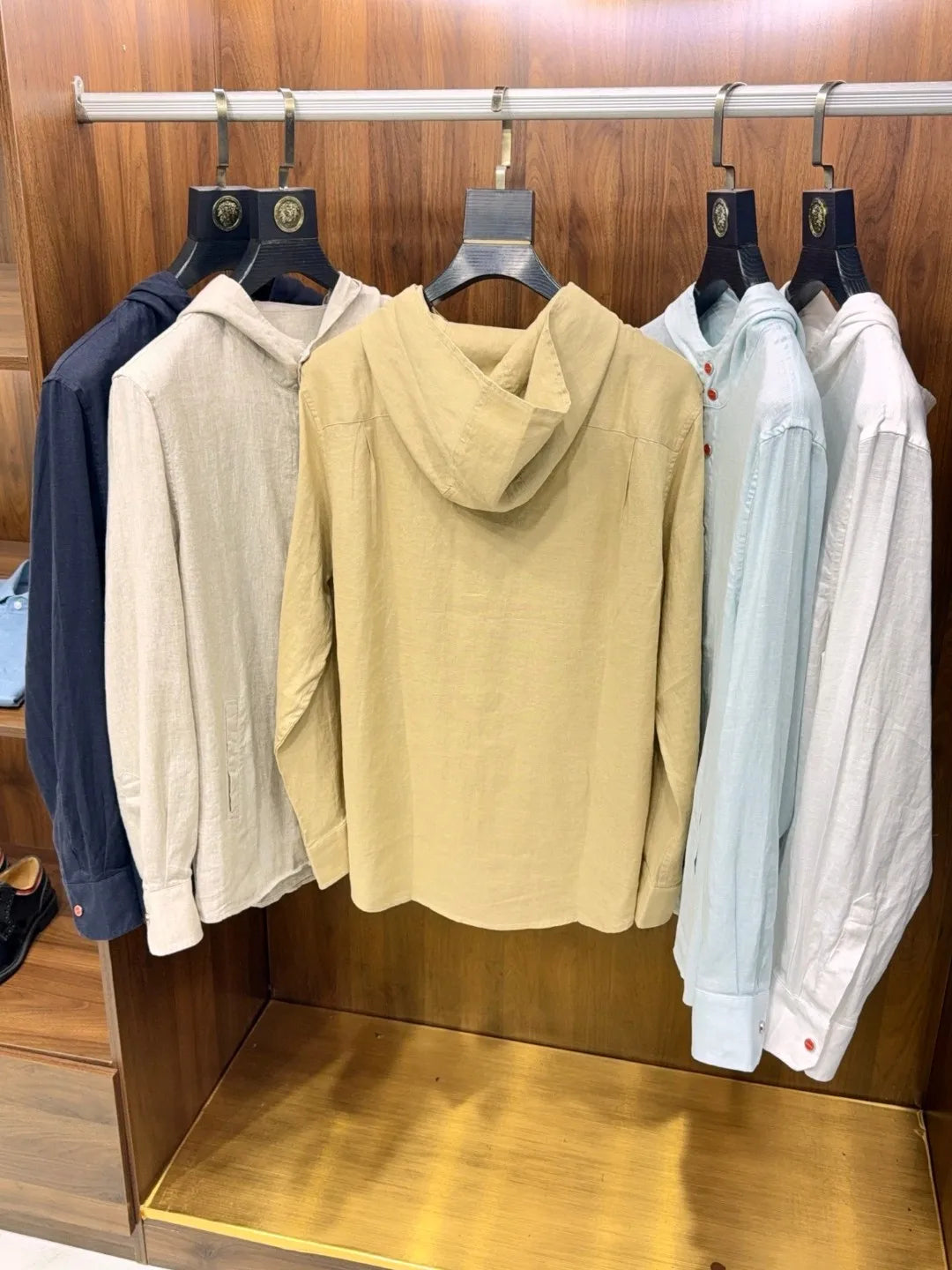 Italian Kiton Old Money Wind Summer High Version Pure Linen Windproof Sunscreen Casual Hooded Shirt Thin Jacket Men and Women