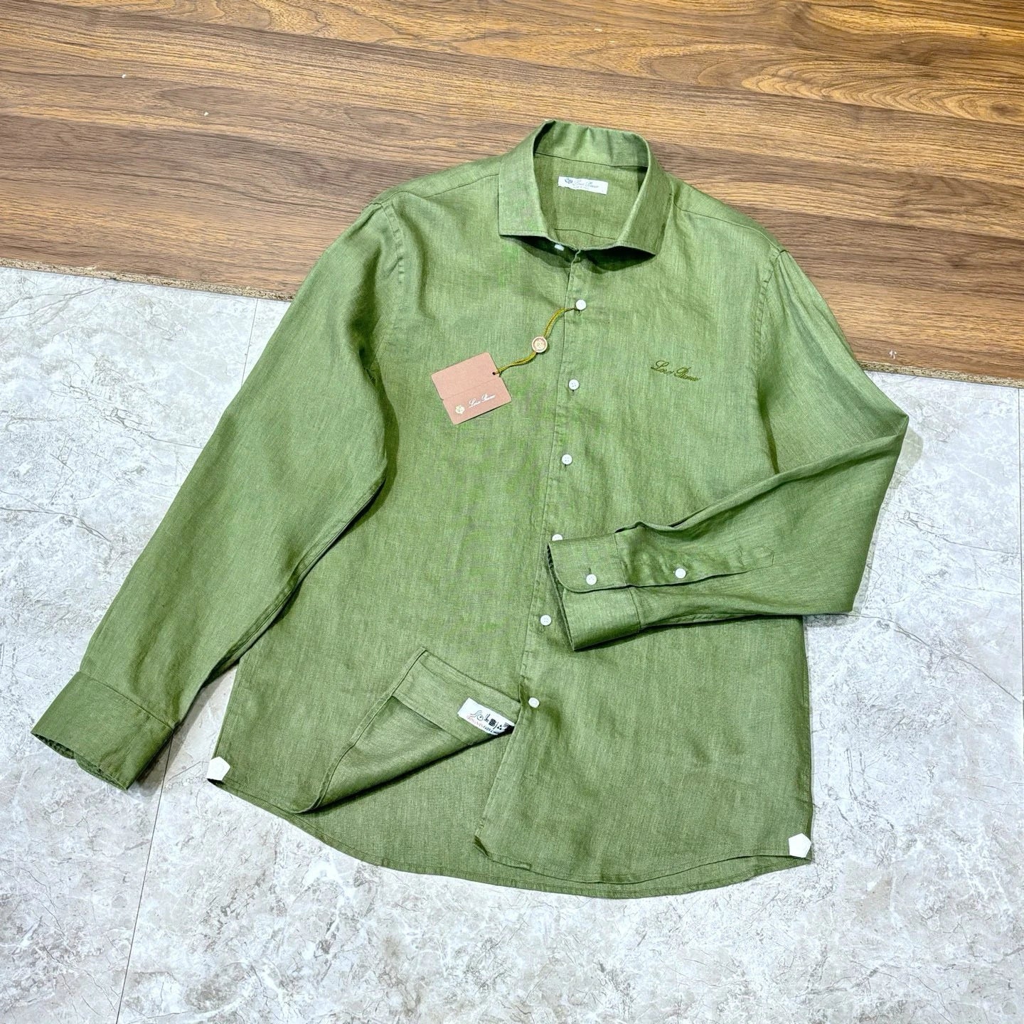 Italian LP old money style light luxury men's high version 100% linen business casual elegant long-sleeved shirt