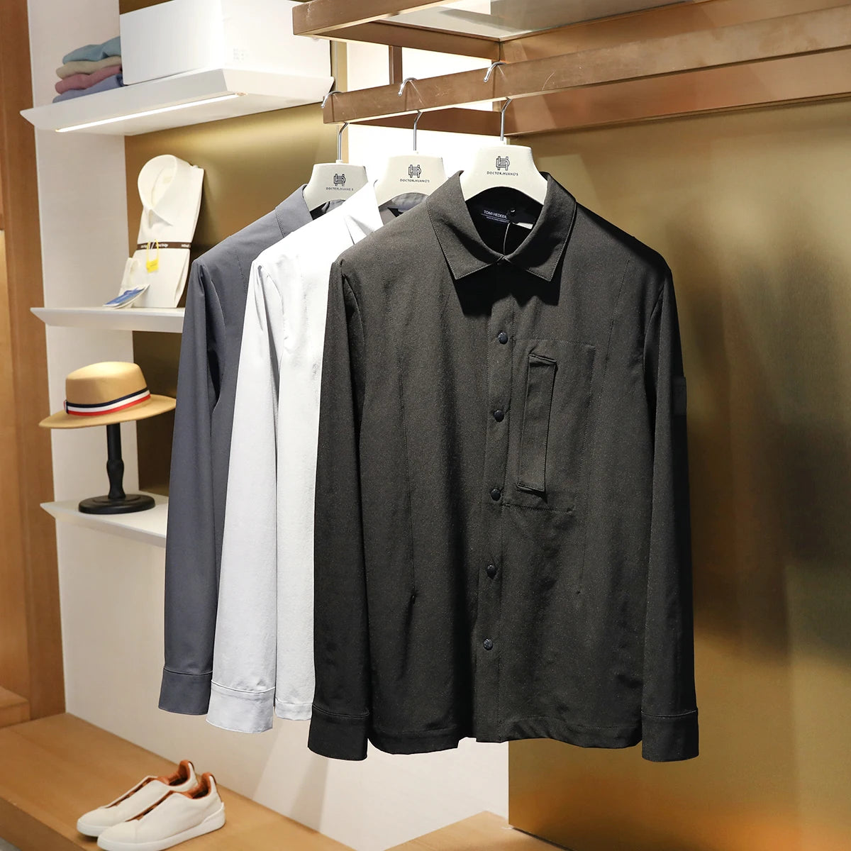 Spring and summer new men's leisure urban functional wind outdoor long-sleeved shirt breathable four-sided elastic shirt