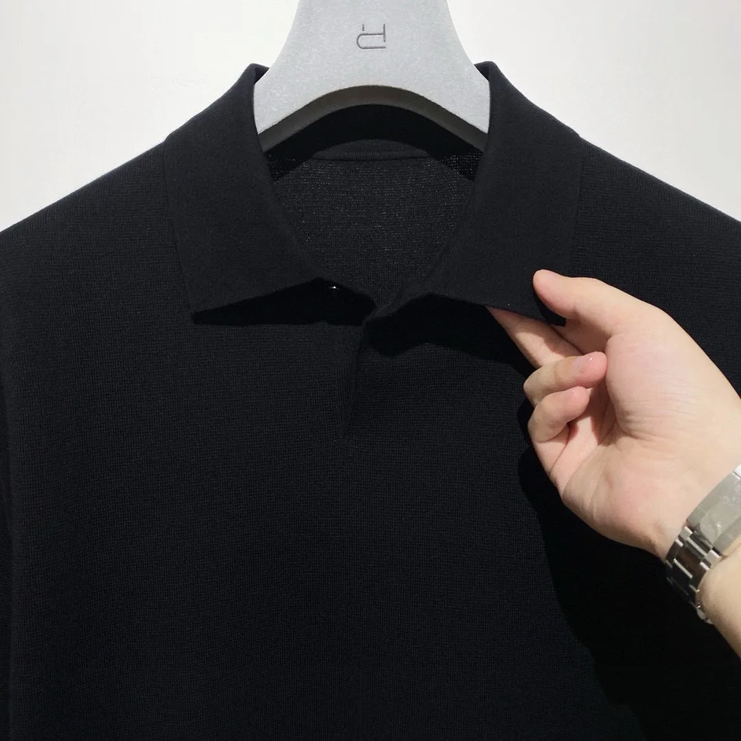 Toning premium spring and summer business, super soft cotton yarn, casual knitted polo shirt, short-sleeved polo shirt