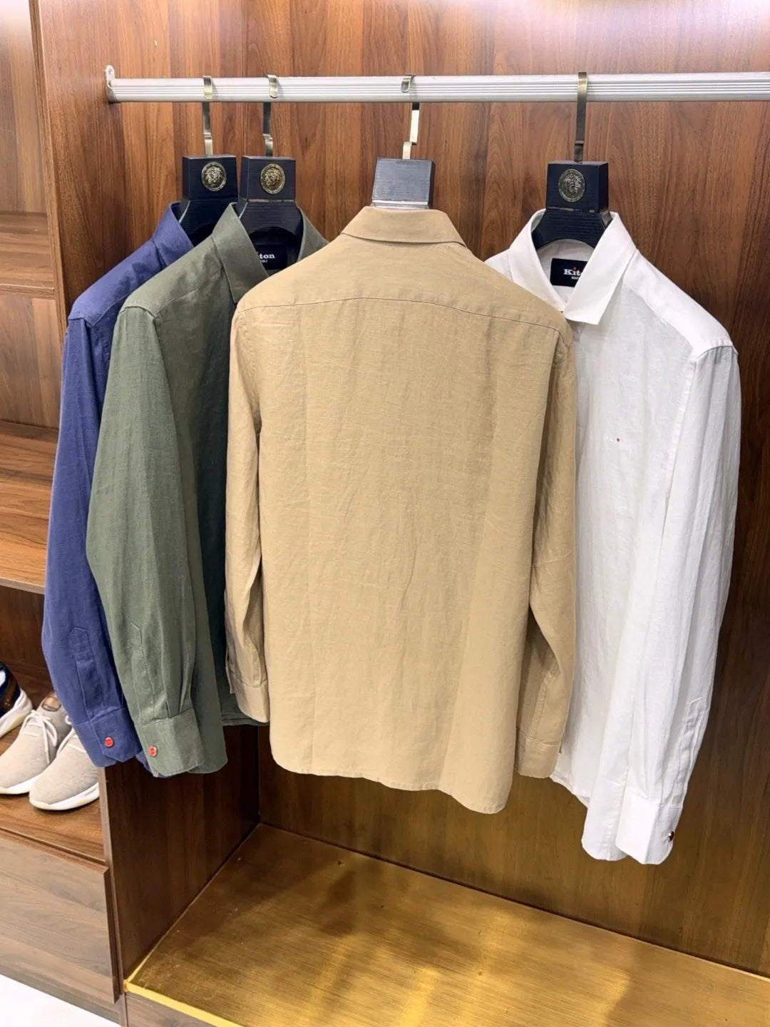 Italian Kiton vintage style minimalist 25 spring/summer linen business casual long sleeved shirt