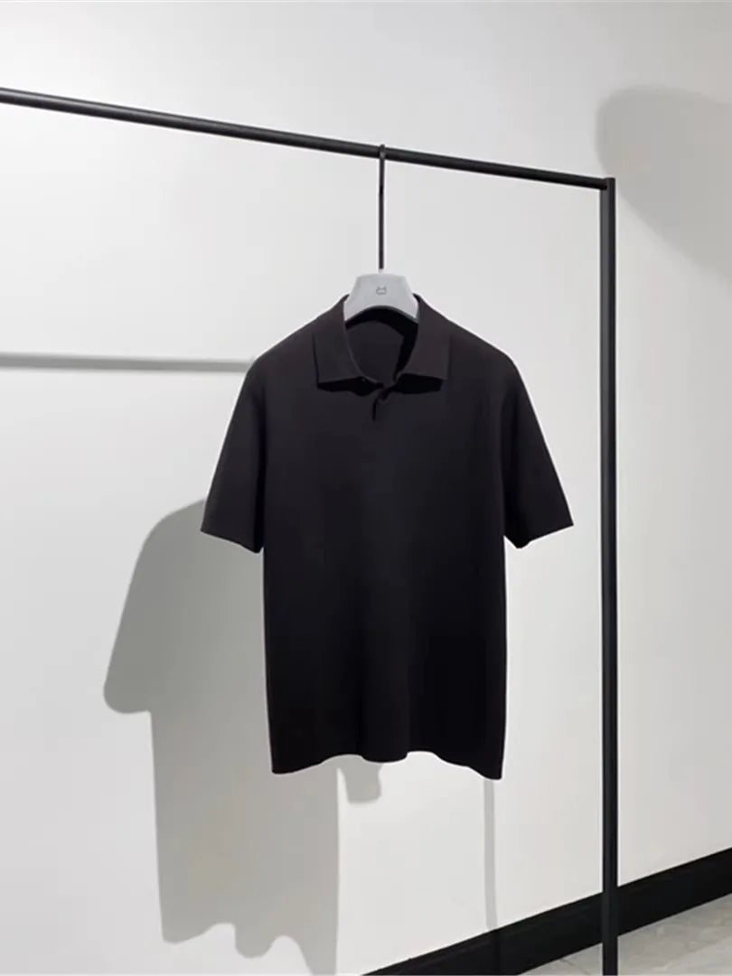 Toning premium sense, super soft cotton yarn spring and summer business casual knitted polo shirt short-sleeved polo shirt
