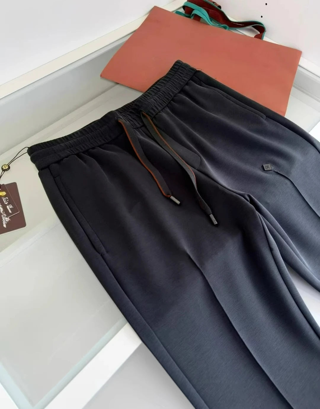Italian LP Old Money Wind 25 Summer Cotton Blended Soft Elastic Waist Straightened Casual Pants