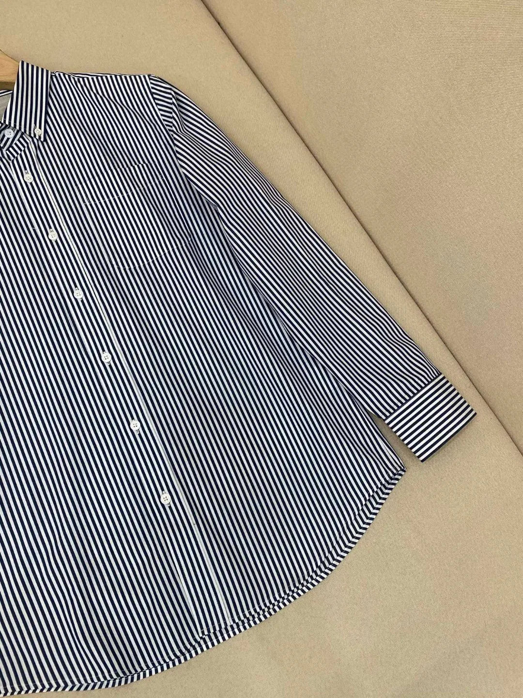 Italian old money style light luxury 25 summer pure cotton shirt business simple casual long sleeved striped shirt