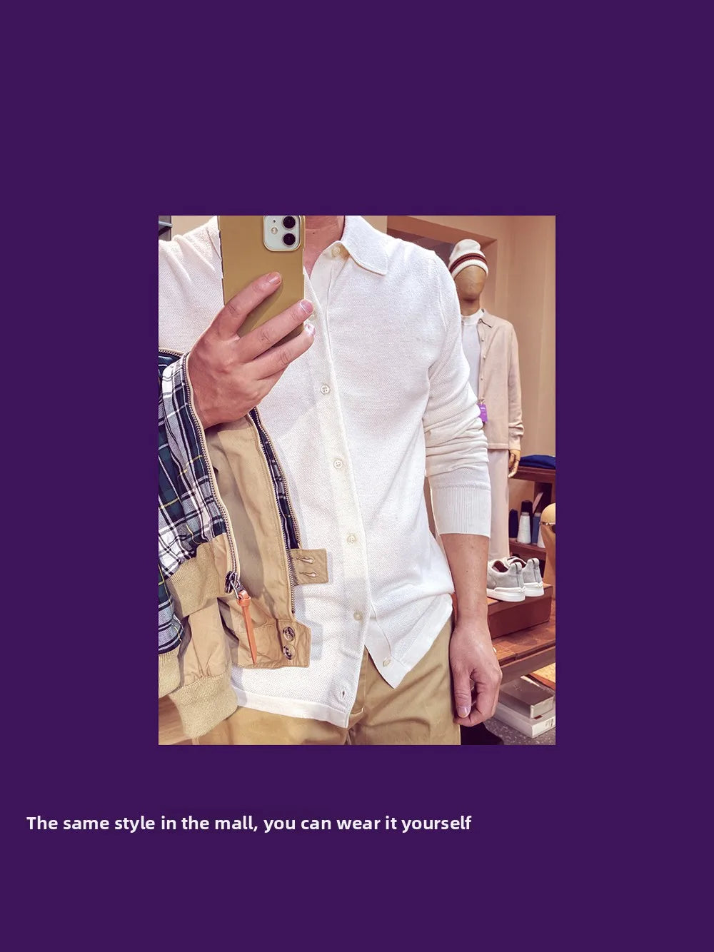 Autumn and winter business high-end mulberry silk long-sleeved shirt men's wool knitted cardigan sweater