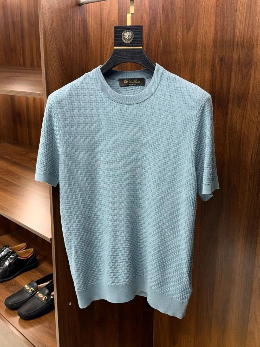 Italian LP old money style spring and summer high-quality Lyocell mixed silk round neck knitted shirt T-shirt