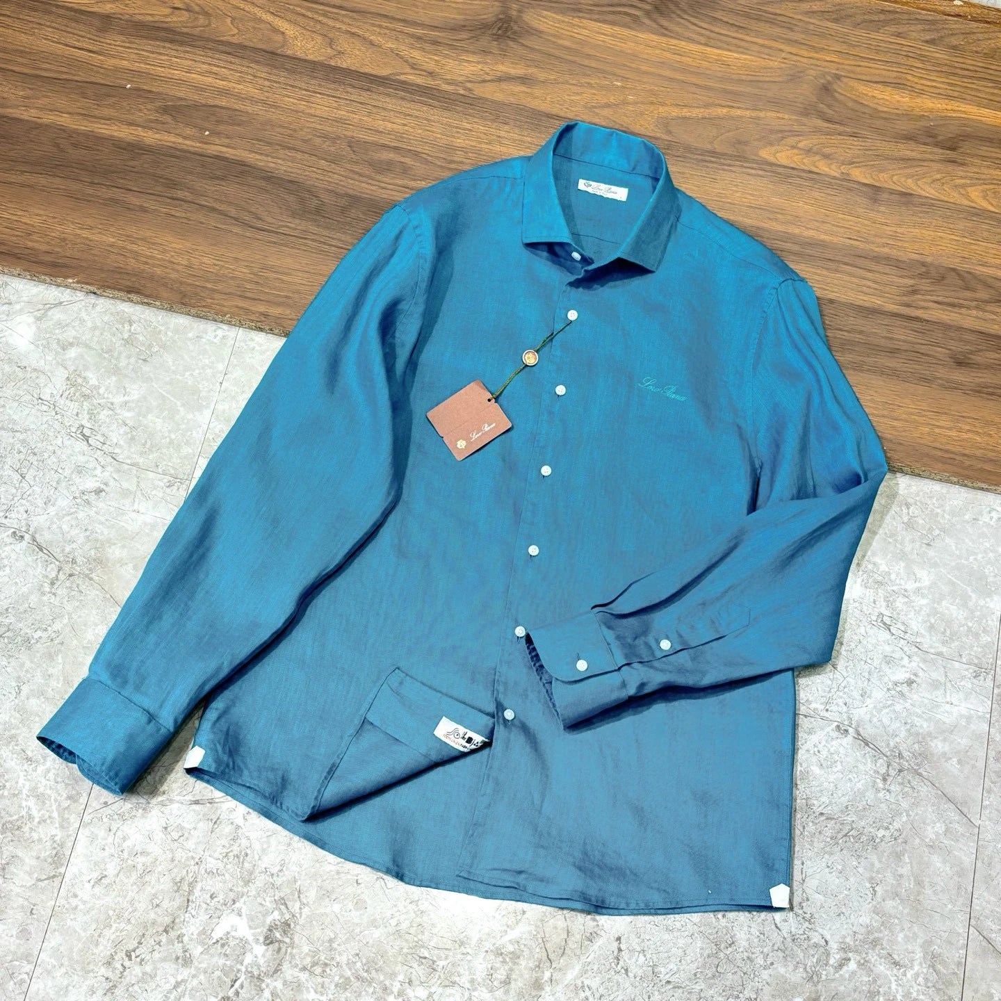 Italian LP old money style light luxury men's high version 100% linen business casual elegant long-sleeved shirt