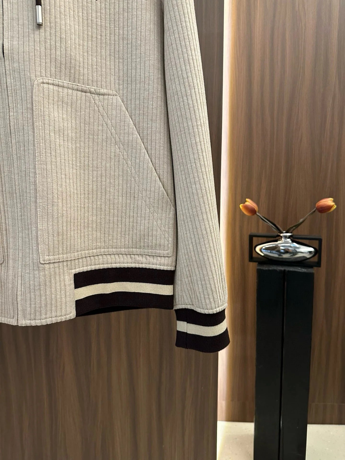 Italy BC old money style men's clothing 24 autumn and winter new wool stripe fashion business casual hooded jacket