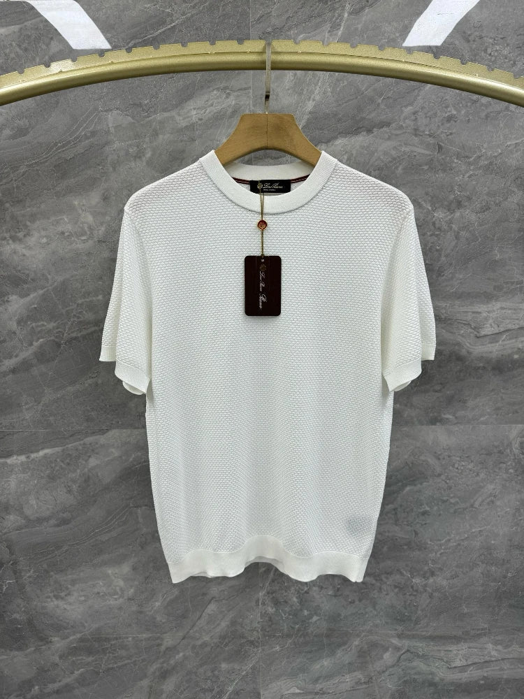Italian LP men's summer new combed cotton sweat-absorbing breathable fashion casual knitted short-sleeved T-shirt