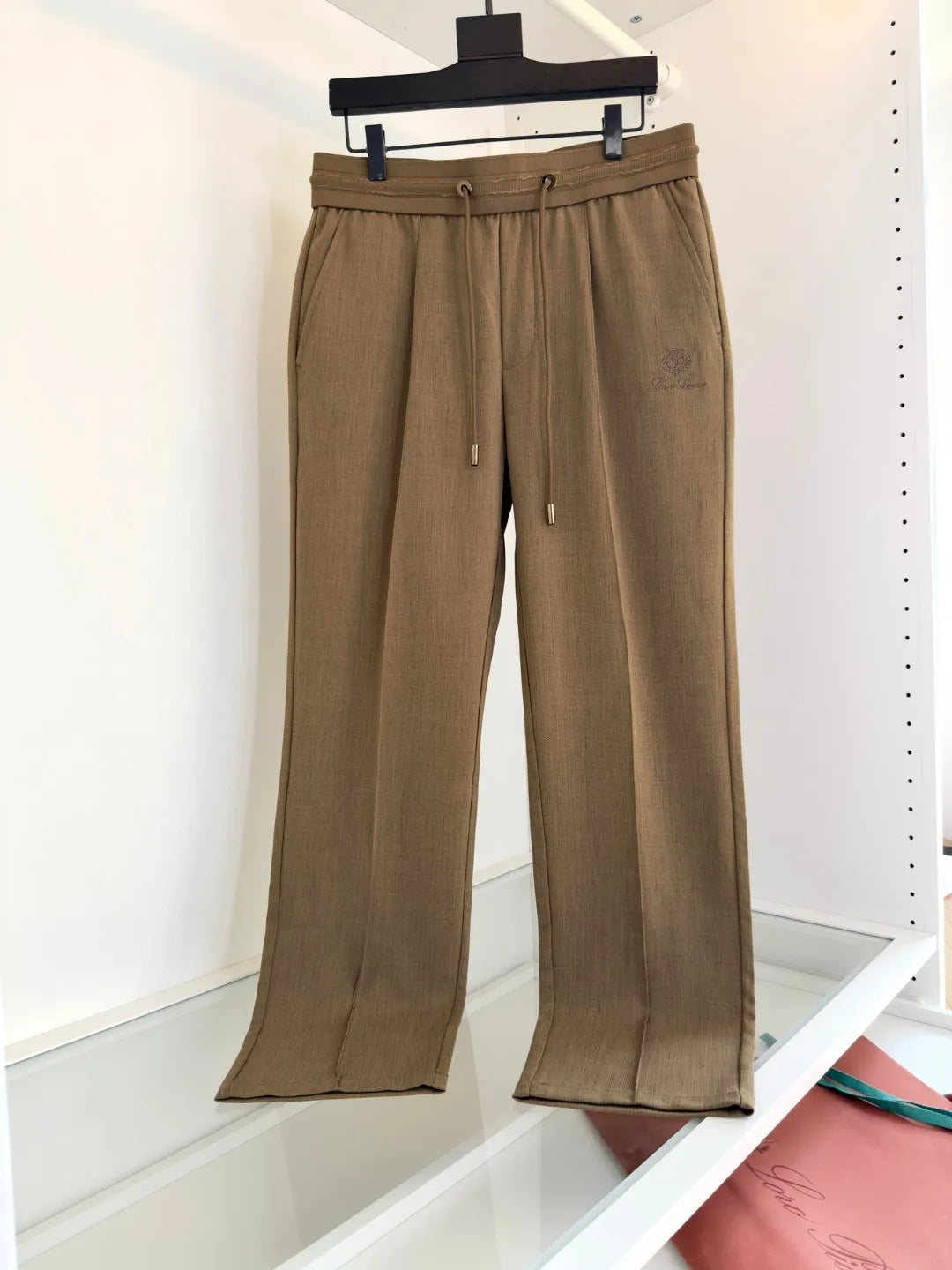 Italian LP European and American light luxury men's clothing summer linen Tencel elastic waist tether straight casual pants