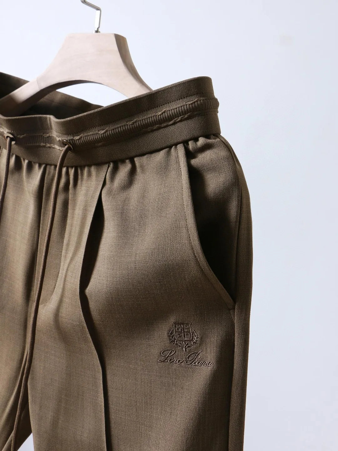 Italian LP European and American light luxury men's clothing, linen Tencel vertical elastic waist tether straight casual pants