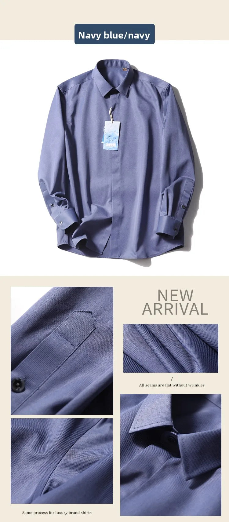 Italian luxury spring new men's business casual long-staple cotton shirt thousand bird plaid dark pattern shirt