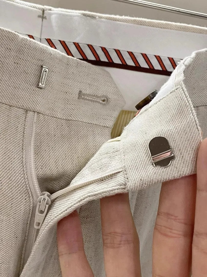 Fashion light luxury Italian LP men's clothing spring and summer new linen viscose fashion old money style business casual pants