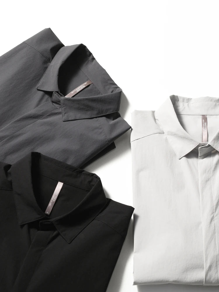 2025 summer new men's business and leisure outdoor quick-drying breathable high-elastic shirt light and thin long-sleeved shirt