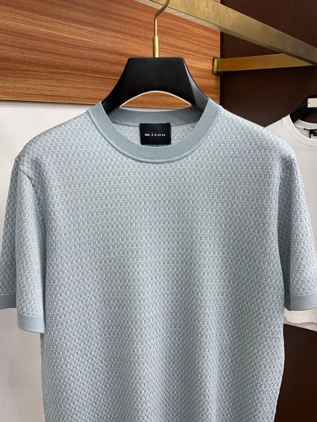 Italian Kiton Fashion Light Luxury Men's Knitted Sweater Crew Neck Versatile Casual Short Sleeve T-Shirt