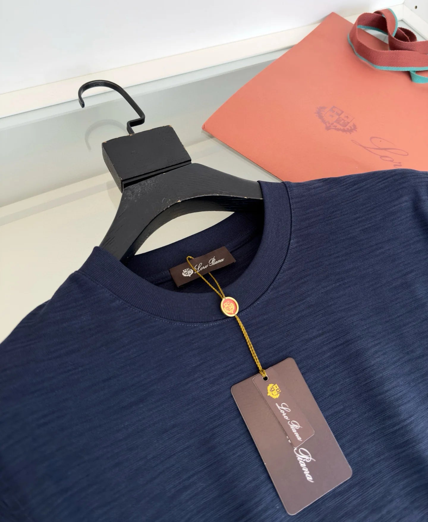 Italian LP men's clothing new custom-woven breathable fabric fashion casual old money wind round neck short-sleeved T-shirt