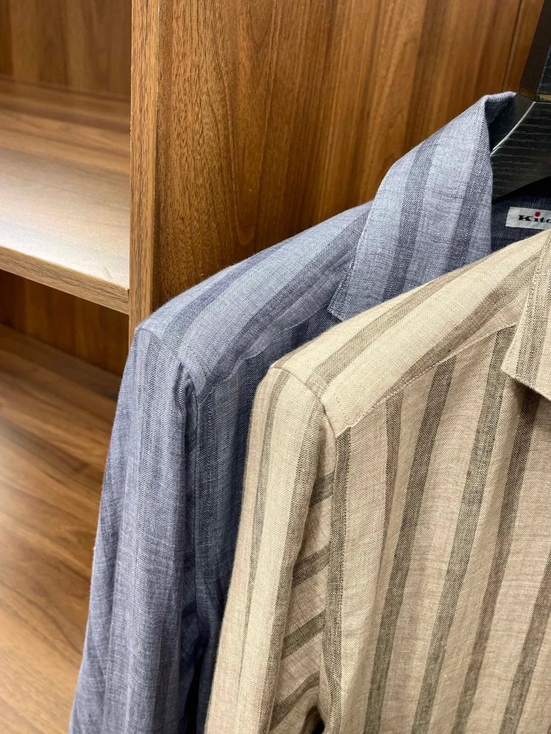Kiton spring and summer new 100% linen striped simple casual men's long-sleeved shirt