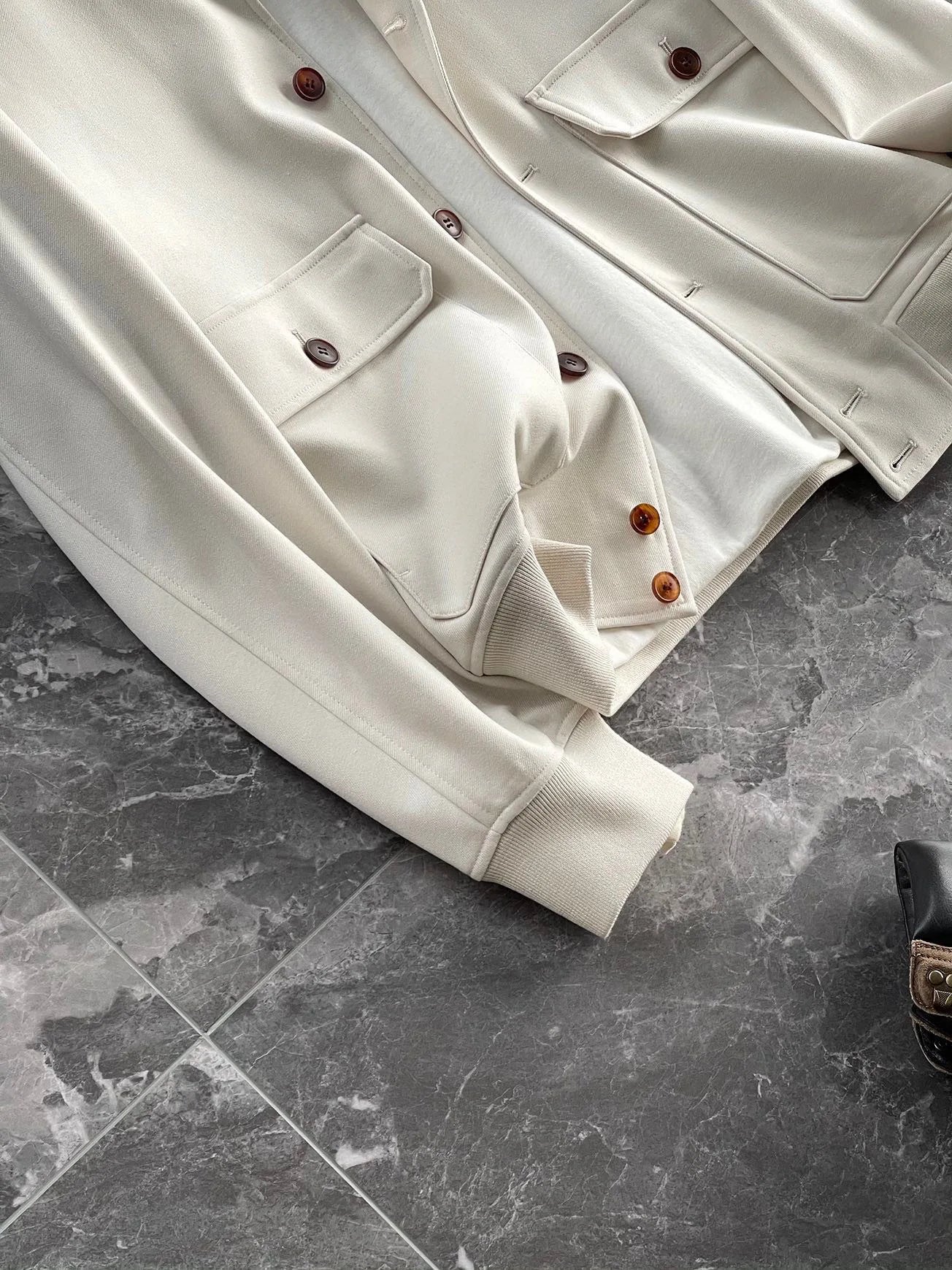 BC old money style, Lyocell wool, classic multi-pocket business casual stand-up collar jacket